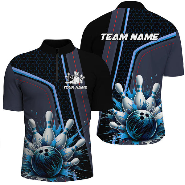 Personalized Bowling shirt for Men Custom Team's Name Bowling League Jersey, Gift For Bowlers | Blue NQS8852
