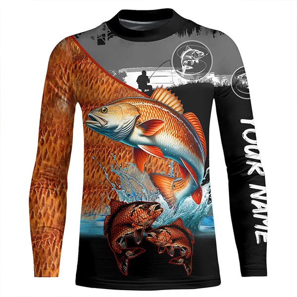 Redfish fishing scales customize performance long sleeves Fishing shirts, Red drum fishing jerseys NQS6955