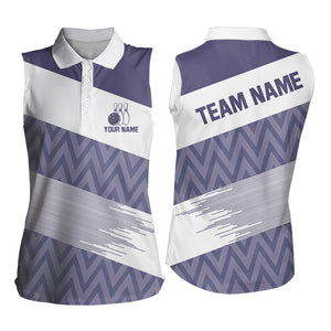 Purple and White Camo Bowling sleeveless polo Shirt Custom Bowling Team Jersey Bowler Outfit NQS9113