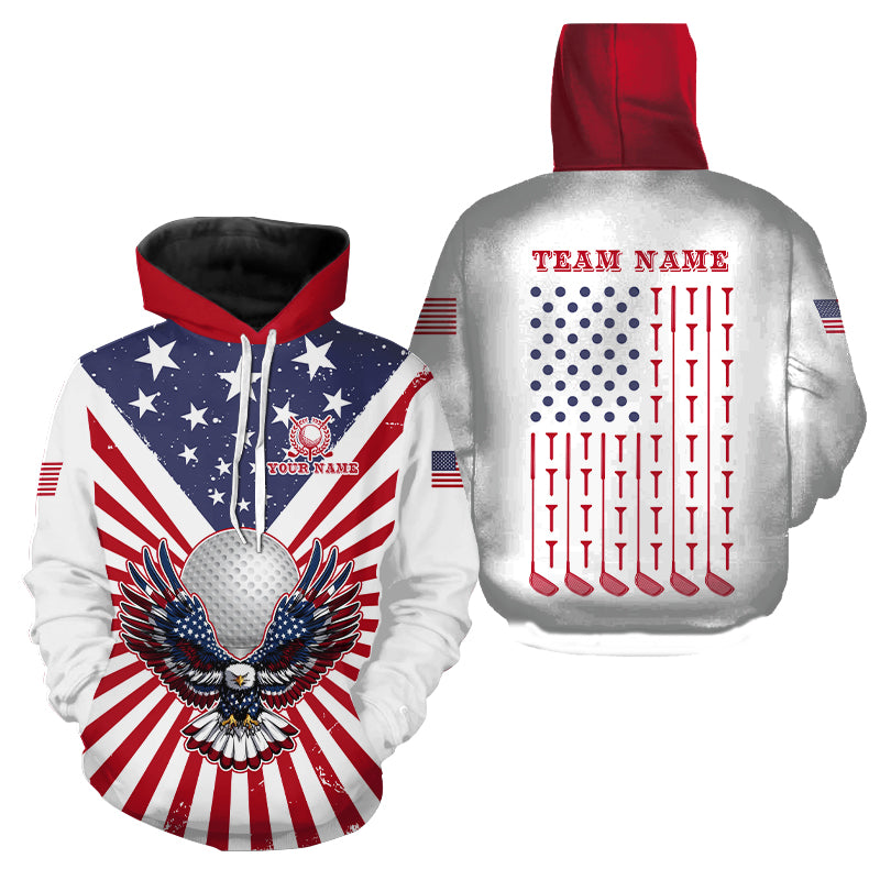 Red, White and Blue American Flag Eagle Golf Hoodies Custom Patriotic Hoodie Golf Top NQS9118