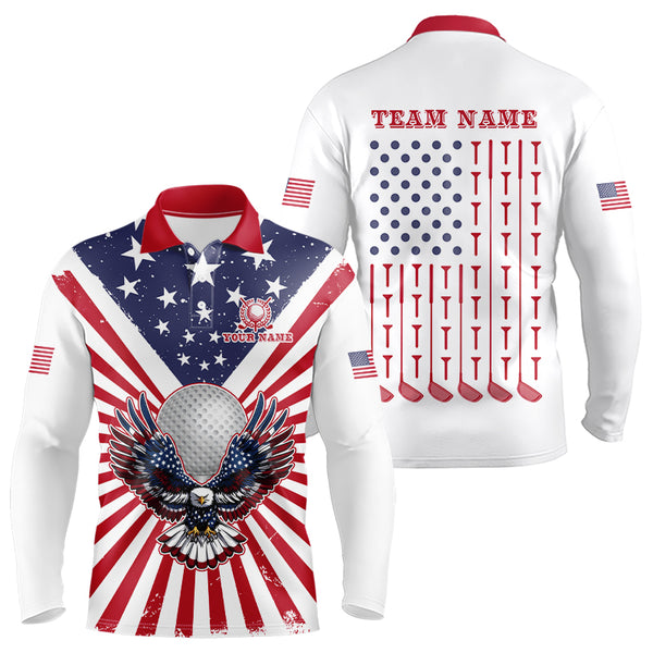 Red, White and Blue American Flag Eagle Mens Golf Polo Shirts Custom Patriotic Golf Top For men NQS9118