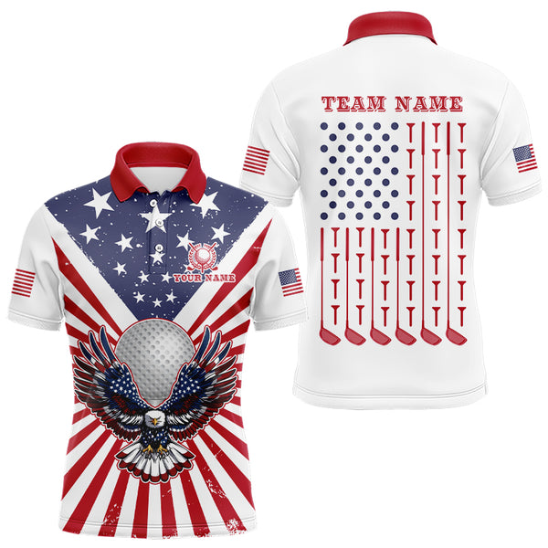 Red, White and Blue American Flag Eagle Mens Golf Polo Shirts Custom Patriotic Golf Top For men NQS9118