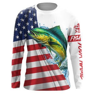 American flag patriotic Mahi mahi fishing Custom UV Protection saltwater long sleeve Fishing Shirts NQS5632