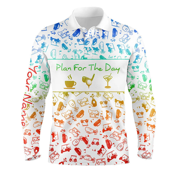 Rainbow gradient golf pattern Men golf polo shirt custom coffee golf cocktail polo shirts for men NQS6786