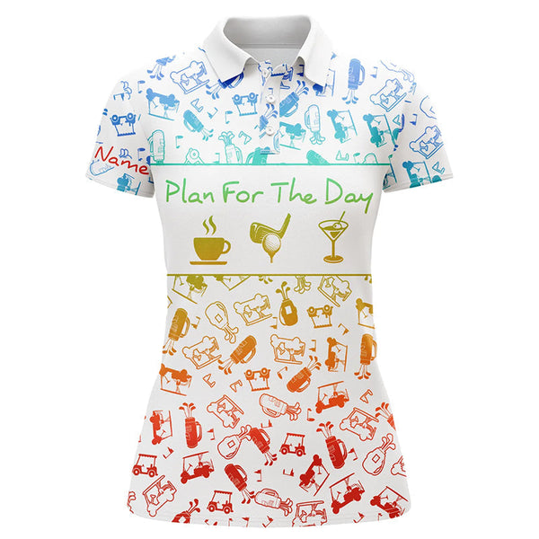 Rainbow gradient golf pattern Womens golf polo shirt custom coffee golf cocktail polo shirts for women NQS6786