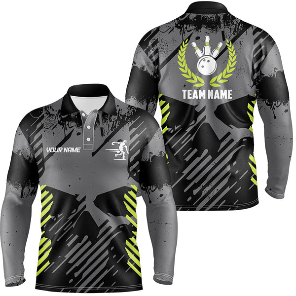 Black Skull bowling shirt for men custom bowling polo shirt bowling team skull league jerseys NQS6789