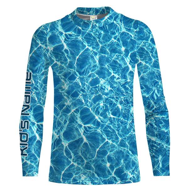 Custom Saltwater Long sleeve Fishing Shirts UV Protection, Blue Ocean Sea wave camo Fishing Shirts - NQS2173