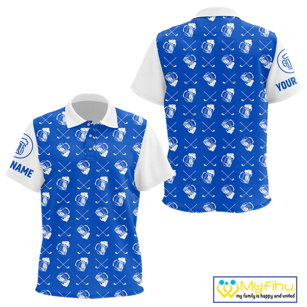 Blue and white golf pattern Kid golf polo shirts custom golf beer outfit Kid golf clothes NQS9856