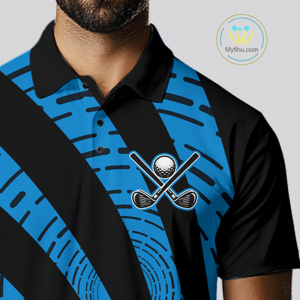 Custom Black and Blue camo Golf Polo Shirt For Men Custom men's golf tops, personalized golf gifts NQS10609