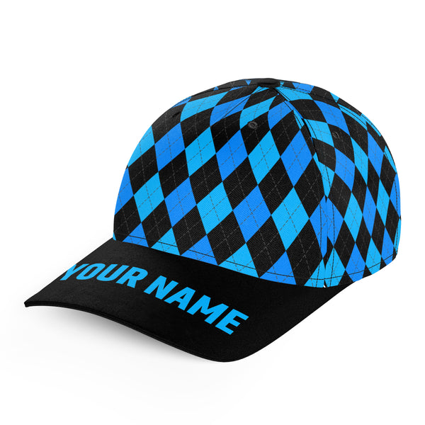 Multicolor argyle pattern custom name golf sun hats, unique golf gifts for golfers NQS9865