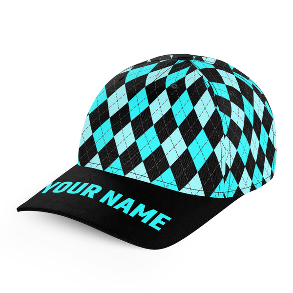 Multicolor argyle pattern custom name golf sun hats, unique golf gifts for golfers NQS9865