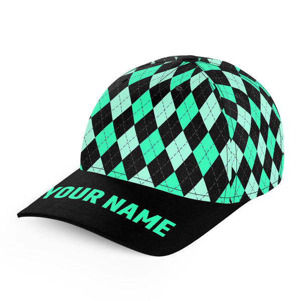 Multicolor argyle pattern custom name golf sun hats, unique golf gifts for golfers NQS9865