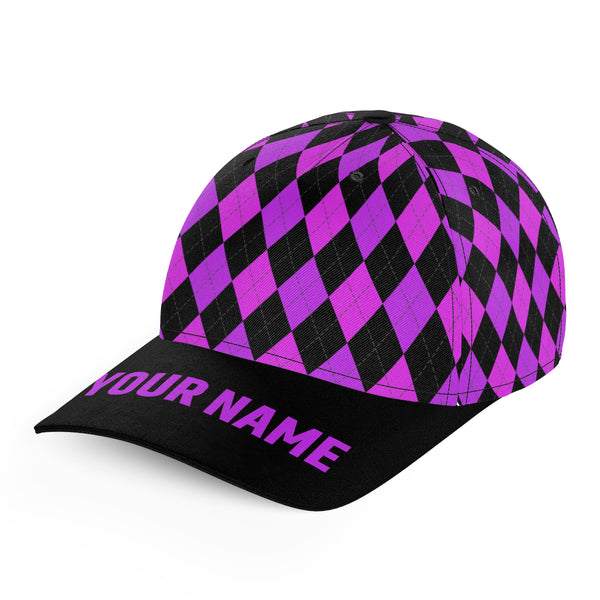 Multicolor argyle pattern custom name golf sun hats, unique golf gifts for golfers NQS9865