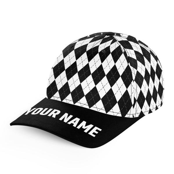 Multicolor argyle pattern custom name golf sun hats, unique golf gifts for golfers NQS9865
