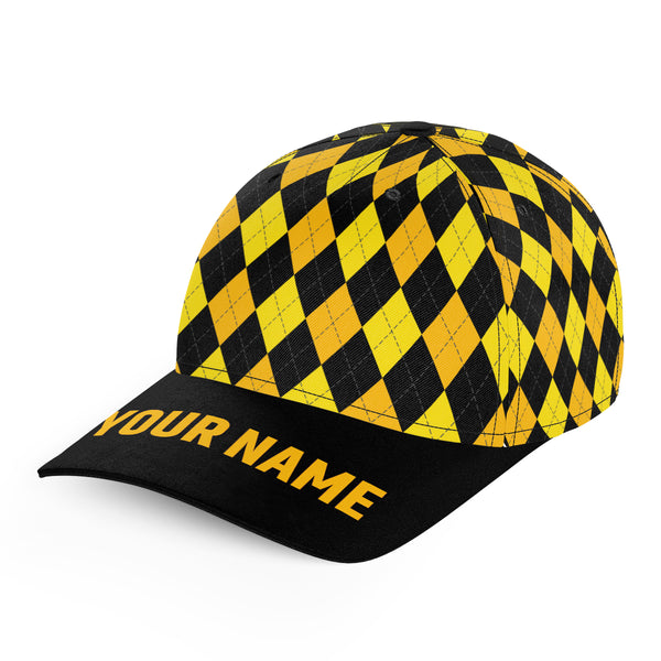 Multicolor argyle pattern custom name golf sun hats, unique golf gifts for golfers NQS9865