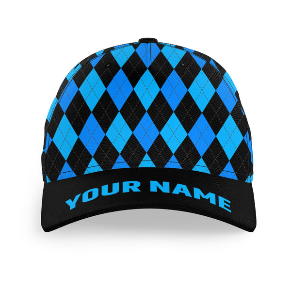 Multicolor argyle pattern custom name golf sun hats, unique golf gifts for golfers NQS9865