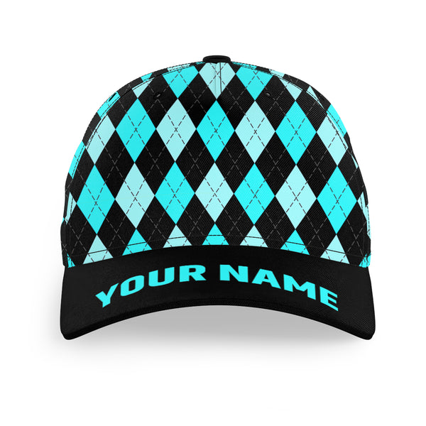 Multicolor argyle pattern custom name golf sun hats, unique golf gifts for golfers NQS9865