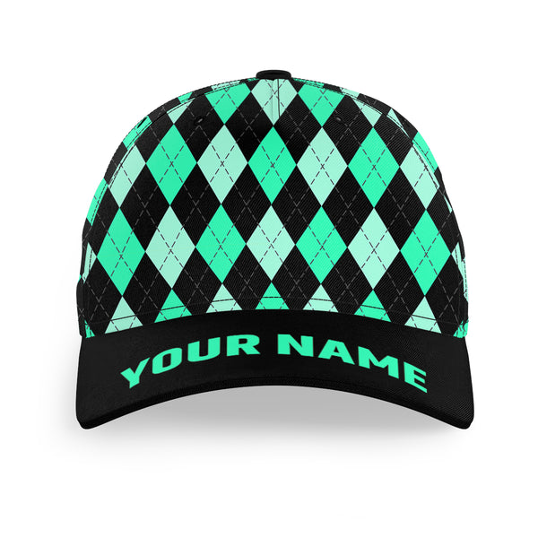 Multicolor argyle pattern custom name golf sun hats, unique golf gifts for golfers NQS9865