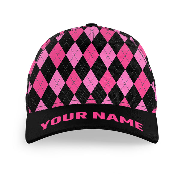 Multicolor argyle pattern custom name golf sun hats, unique golf gifts for golfers NQS9865