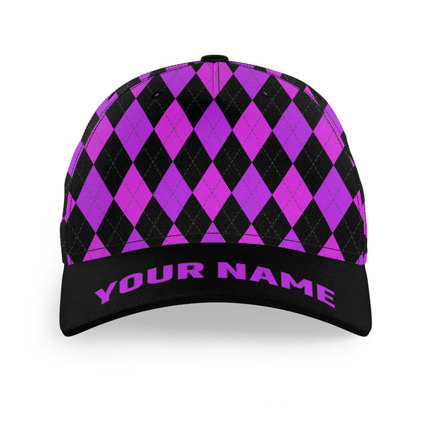 Multicolor argyle pattern custom name golf sun hats, unique golf gifts for golfers NQS9865