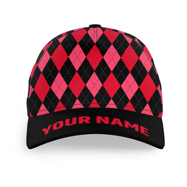 Multicolor argyle pattern custom name golf sun hats, unique golf gifts for golfers NQS9865
