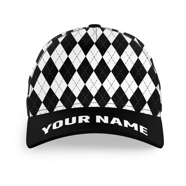 Multicolor argyle pattern custom name golf sun hats, unique golf gifts for golfers NQS9865