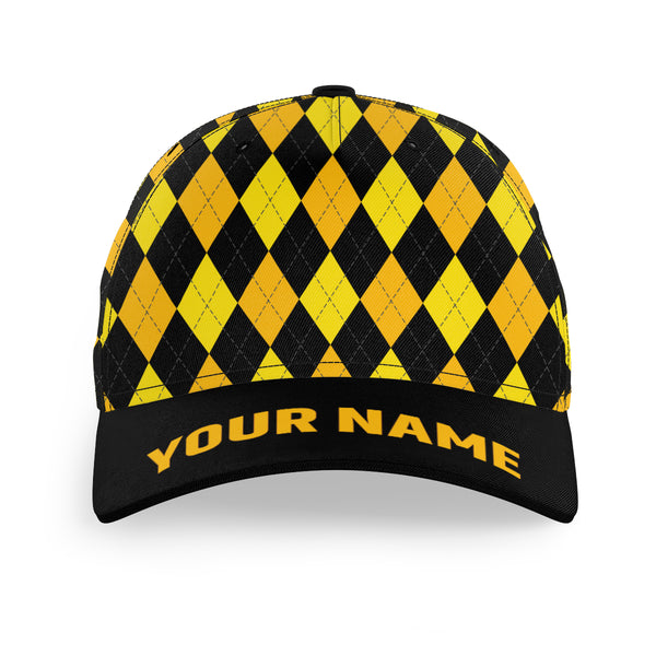 Multicolor argyle pattern custom name golf sun hats, unique golf gifts for golfers NQS9865