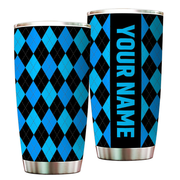 Multicolor argyle pattern Custom name Golf Stainless Steel Tumbler Cup - personalized golf gifts NQS9866