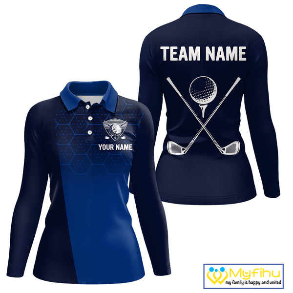 Blue Pattern Women Golf polo shirts custom Team name golf outfit for ladies, unique golf gifts NQS9874