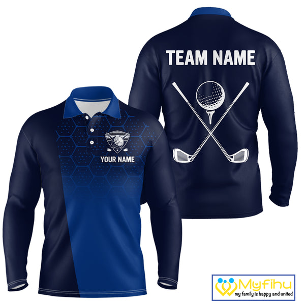 Blue Pattern Mens Golf polo shirts custom Team name golf outfit for men, unique golf gifts NQS9874