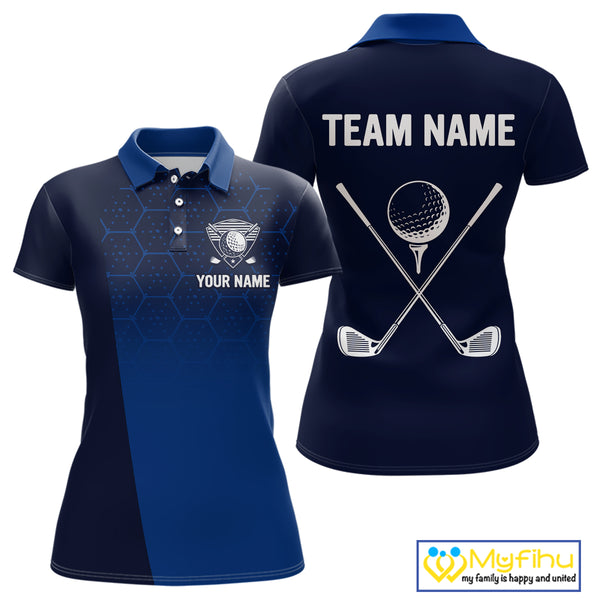 Blue Pattern Women Golf polo shirts custom Team name golf outfit for ladies, unique golf gifts NQS9874