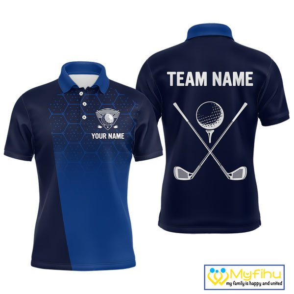 Blue Pattern Mens Golf polo shirts custom Team name golf outfit for men, unique golf gifts NQS9874