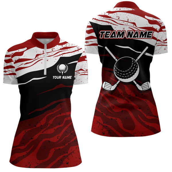 Red, white and black camo Womens Golf Polo Shirts custom women golf tops gifts for the golfer NQS9150