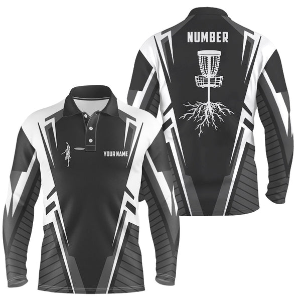 Black and white Disc golf jersey custom name & number Men polo shirts disc golf outfit NQS6129