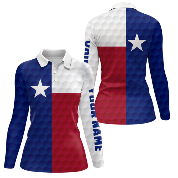 Womens golf polo shirt custom Texas flag golf ball polos shirt for ladies, golfing gifts NQS6575