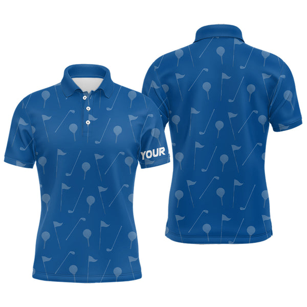 Mens golf polo shirt custom blue golf pattern polos shirt for men, personalized golf gifts NQS6577