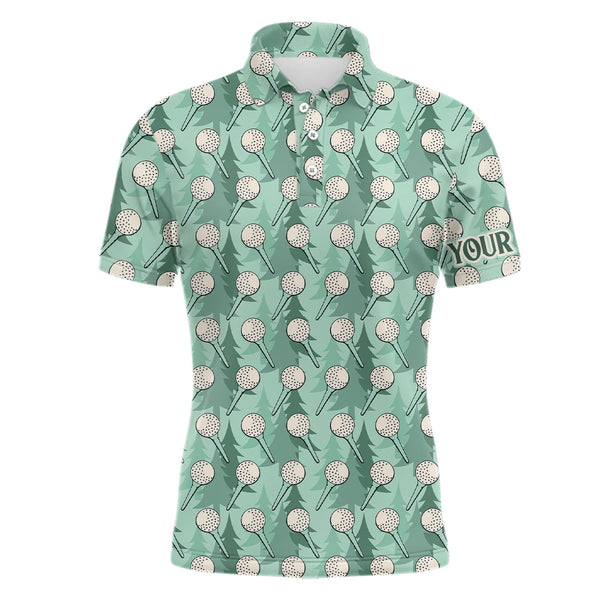 Mens golf polo shirts custom name green pine tree golf tees pattern, golf outfits for mens NQS6866