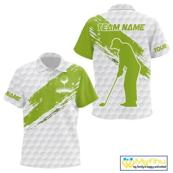 Green and White golf ball pattern Kid golf polo shirts custom team Kid golf clothes NQS9974