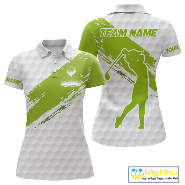 Green and White golf ball pattern Women golf polo shirts custom team womens golf clothes NQS9974
