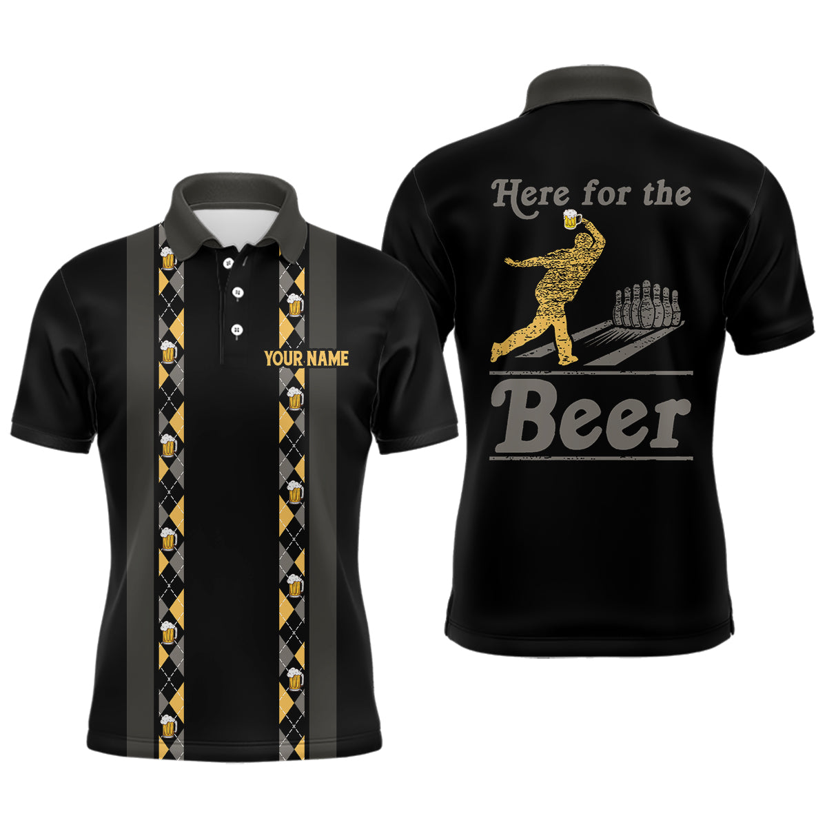 Personalized Black Retro Bowling shirts For Men custom Here for the beer bowling team jerseys NQS9409