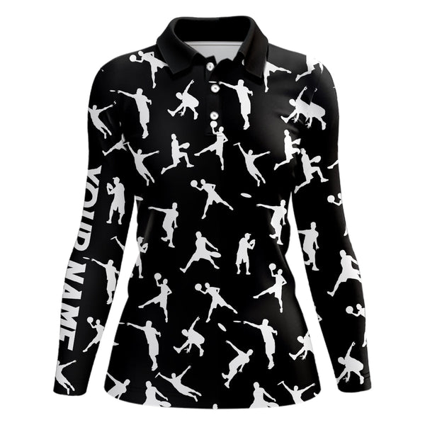 Black Women disc golf polo shirt custom disc golf jerseys, disc team golf shirt for womens NQS6417