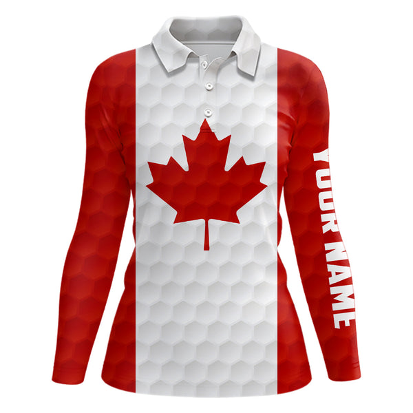 Womens golf polo shirt custom Canadian flag golf ball polos shirt for ladies, patriotic golf gifts NQS6648