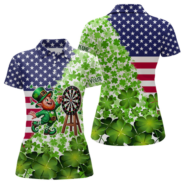 American flag St Patrick day shamrock pattern custom St Patrick Team Darts Shirts For Women NQS9582