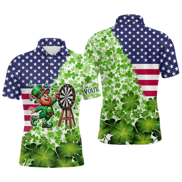 American flag St Patrick day shamrock pattern custom St Patrick Team Darts Shirts For Men NQS9582