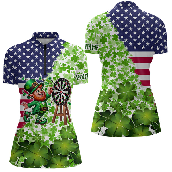 American flag St Patrick day shamrock pattern custom St Patrick Team Darts Shirts For Women NQS9582