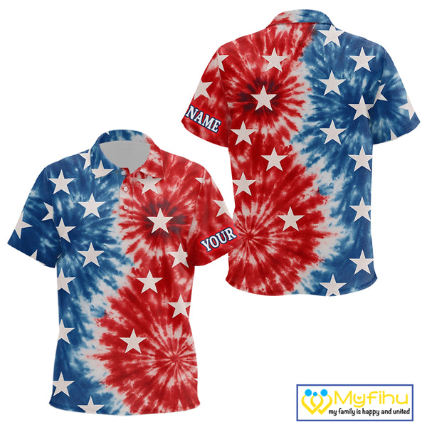 American Flag Tie dye pattern Kid golf polo shirt custom patriotic golf attire for Kid NQS9990