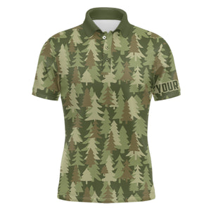 Mens golf polo shirt custom Christmas trees green camouflage pattern golf shirt for men, golf gifts NQS6660