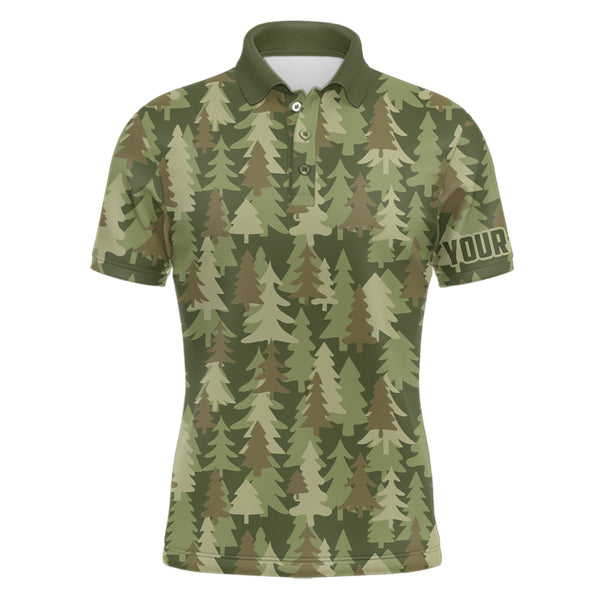 Mens golf polo shirt custom Christmas trees green camouflage pattern golf shirt for men, golf gifts NQS6660
