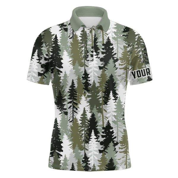 Mens golf polo shirt custom Christmas pine trees camouflage pattern golf shirt for men, golf gifts NQS6662