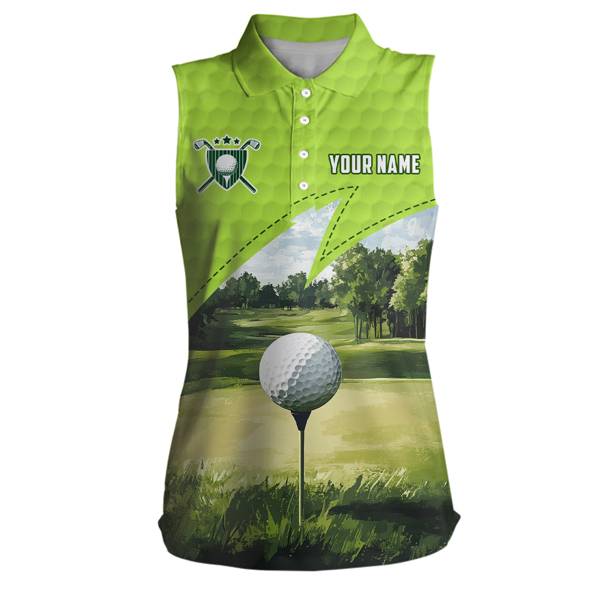 Green Womens sleeveless golf polos shirts custom female golf shirts, unique golf gifts for her NQS9261